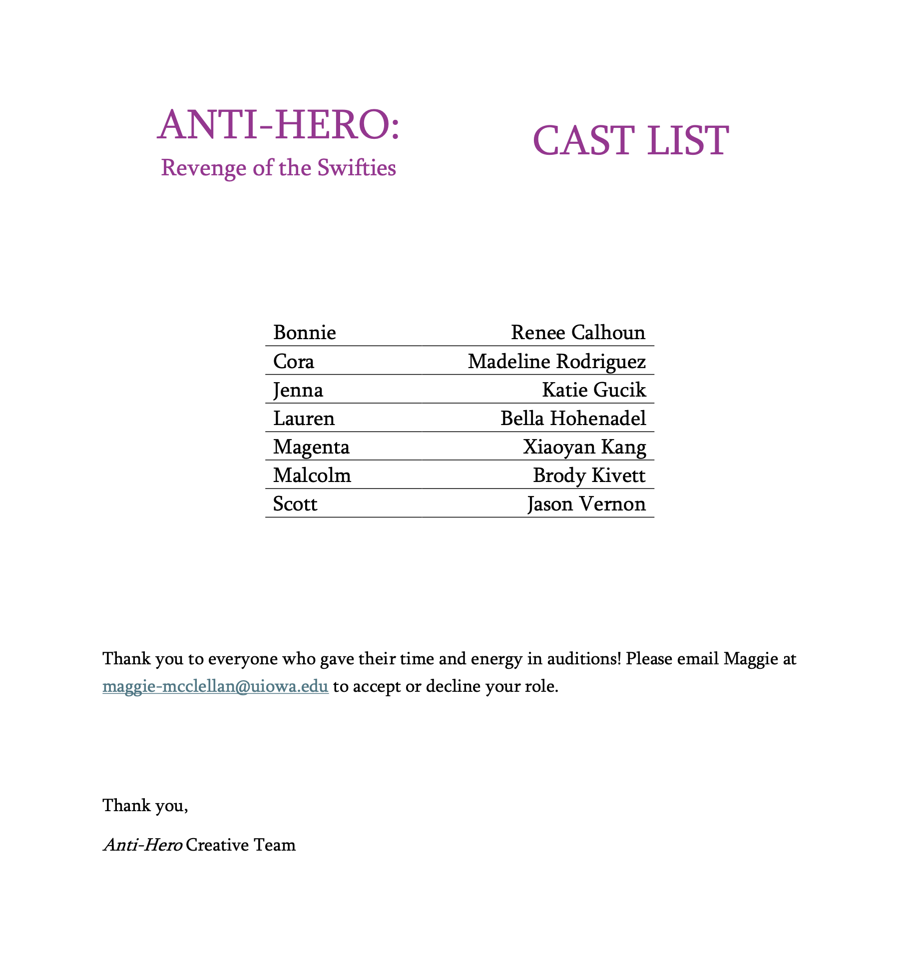 Anti-Hero Cast List